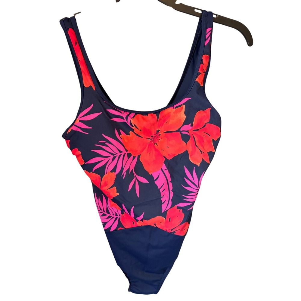 Lands'‎ End Floral One Piece Swimsuit  Padded Lined XS pool resort cruise modest
